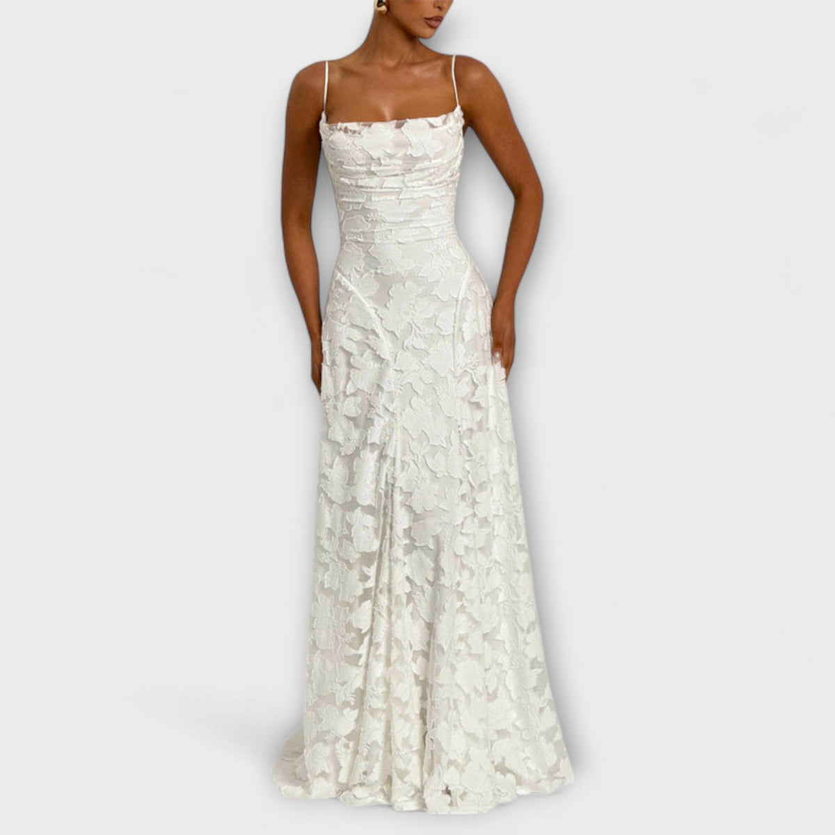 Kairi - Vestidos Maxi Elegantes con Encaje Floral y Tirantes Delgados