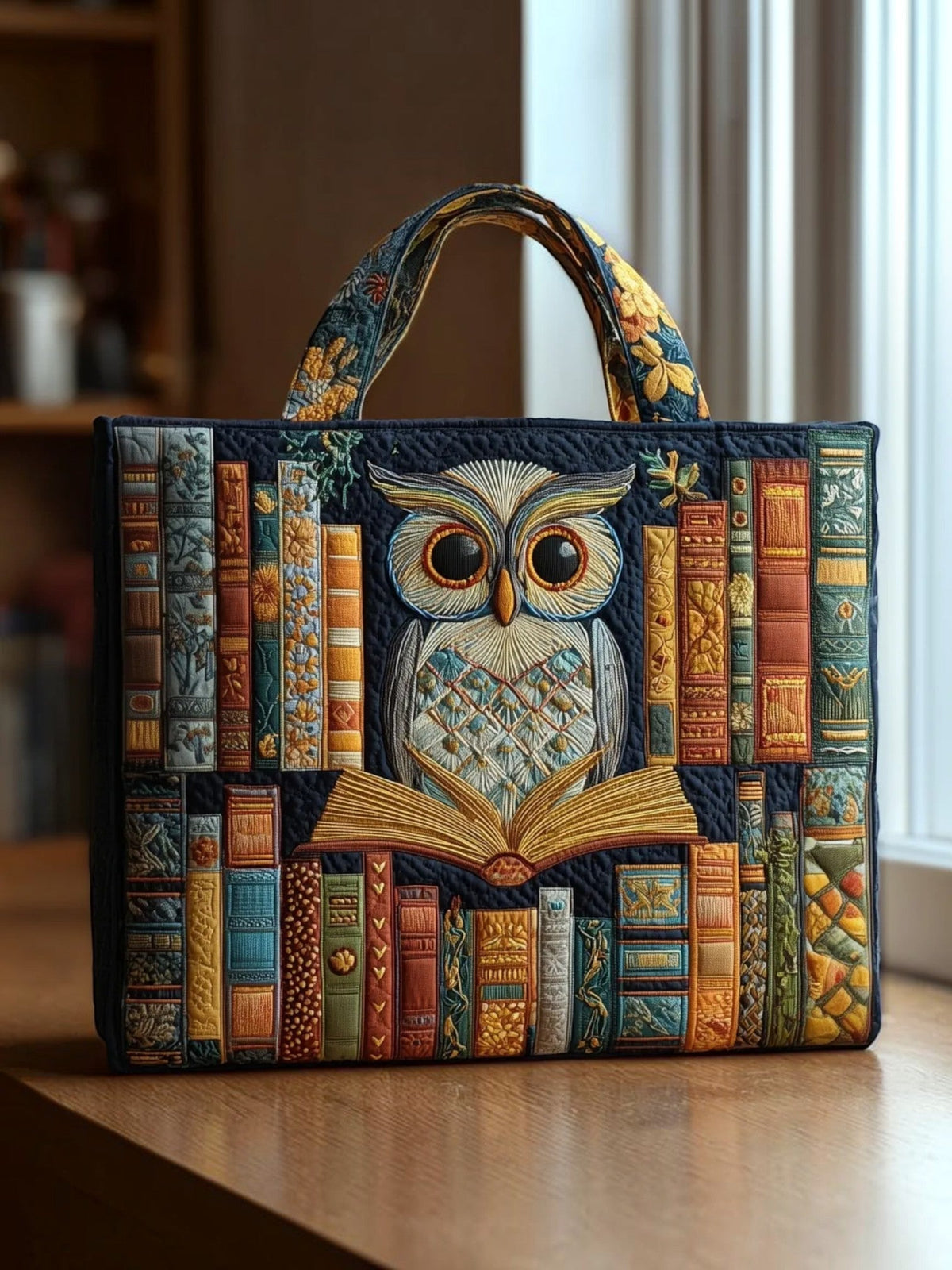 Búho y Libros | Bolso Artesanal Acolchado