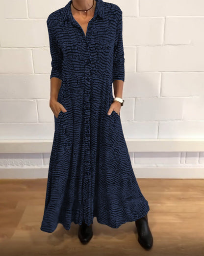 Julia™ | Vestido maxi de camisa fluido