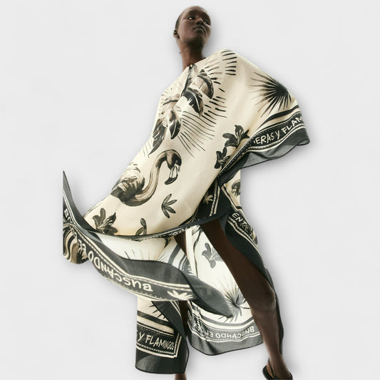 Melissa - Kaftan extra grande con estampado de flamencos