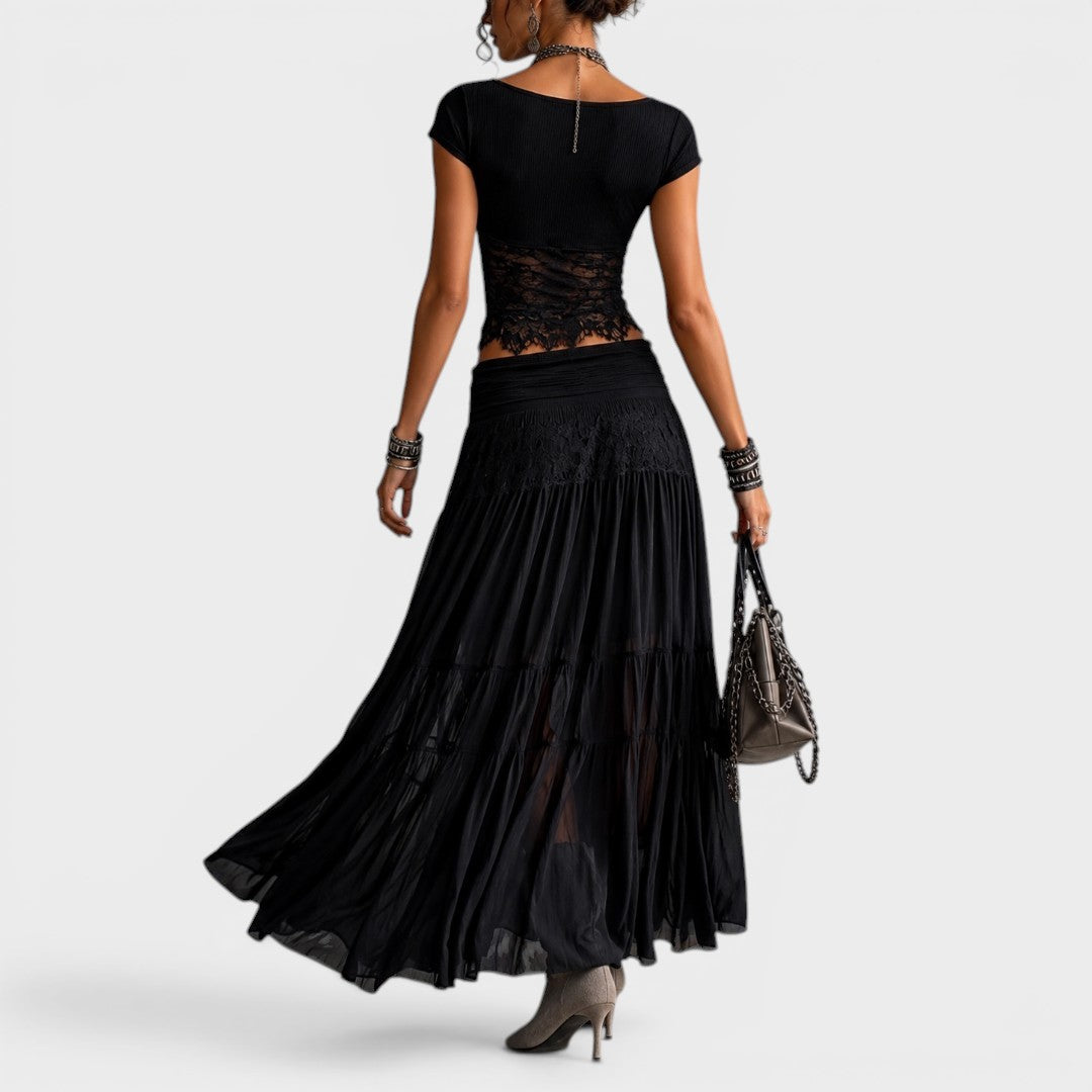 Rosina | Conjunto Completo con Falda Maxi Plisada