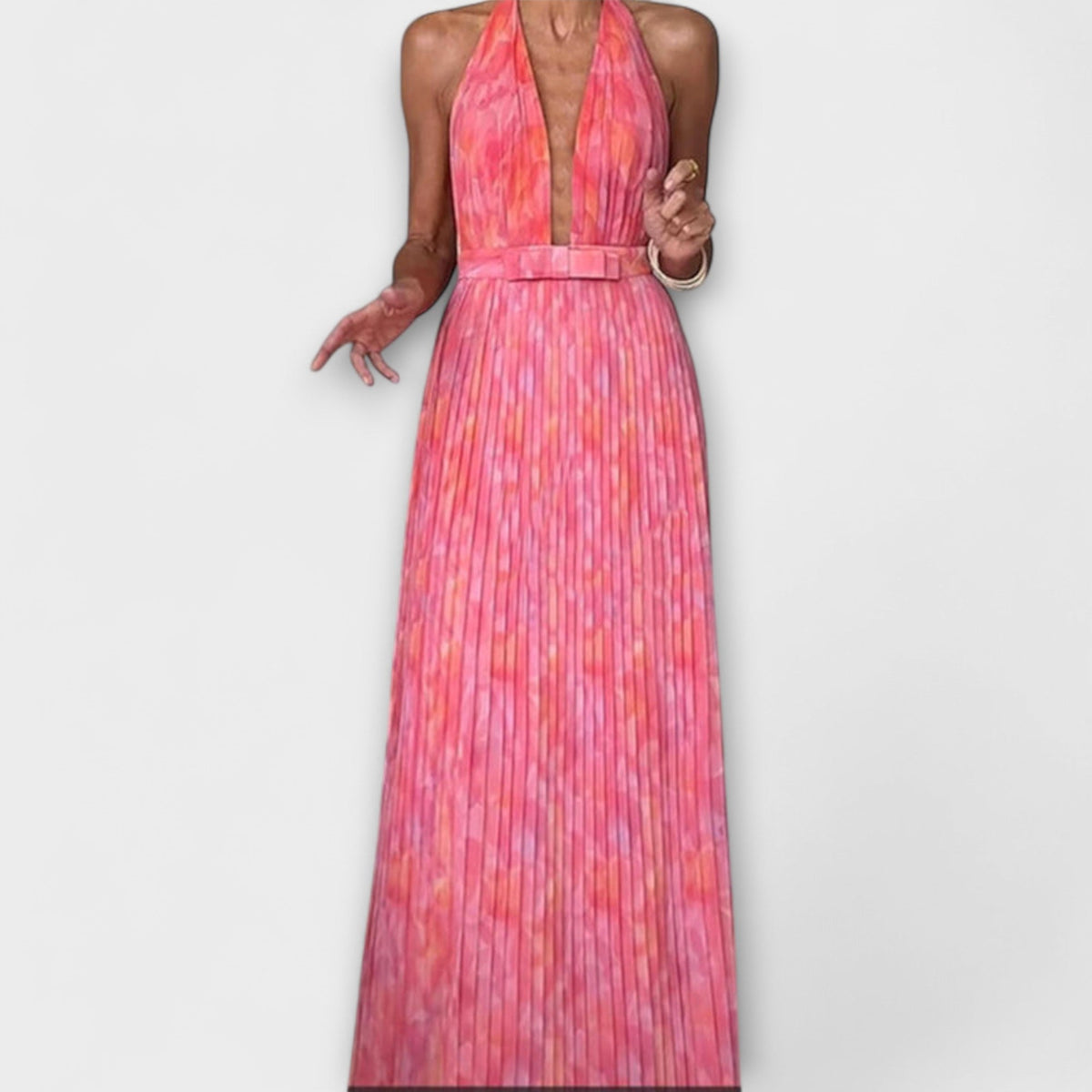 Seraphina - Vestido Maxi Elegante con Cuello Halter y Escote en V