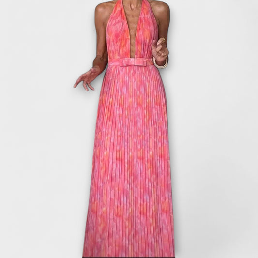 Seraphina - Vestido Maxi Elegante con Cuello Halter y Escote en V