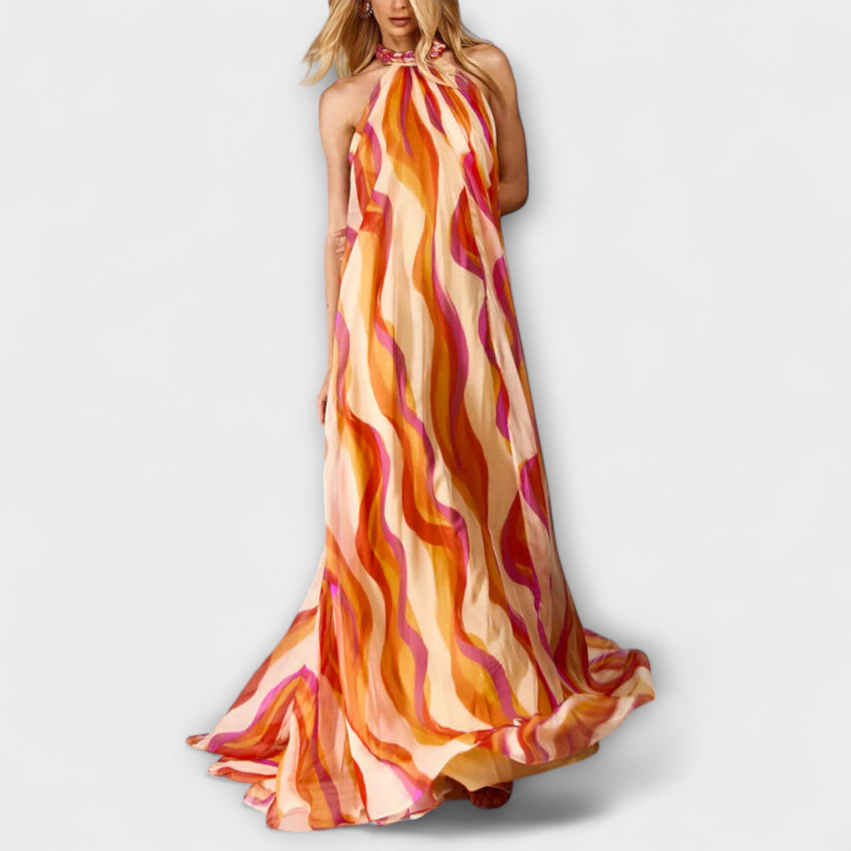 Rumi - Vestidos maxi elegantes con motivo tejido y ondas