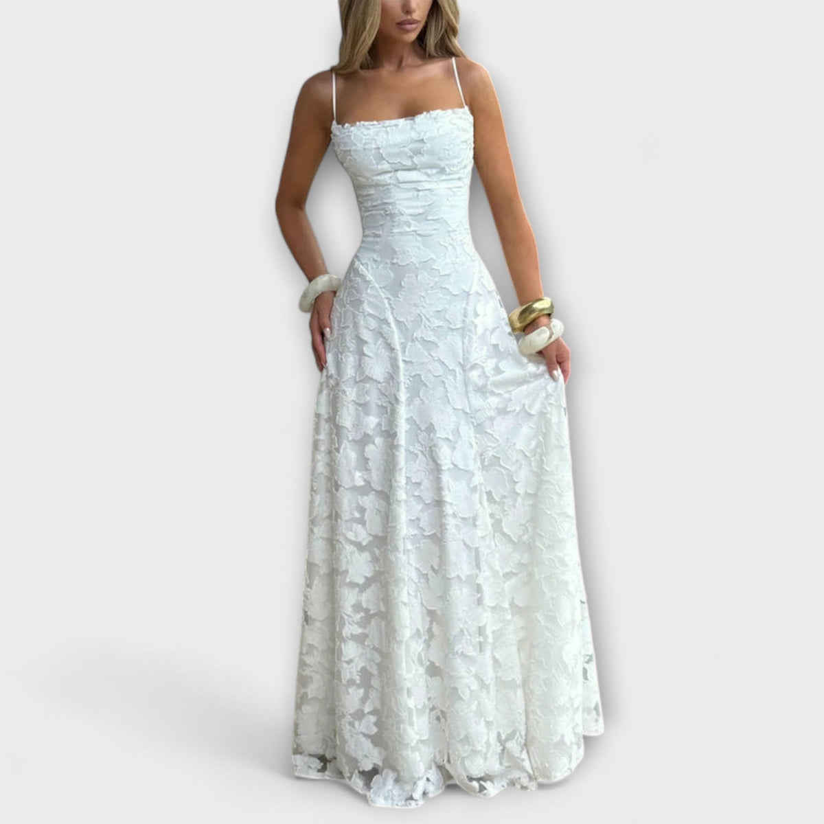 Emberly - Elegante vestido maxi en jacquard
