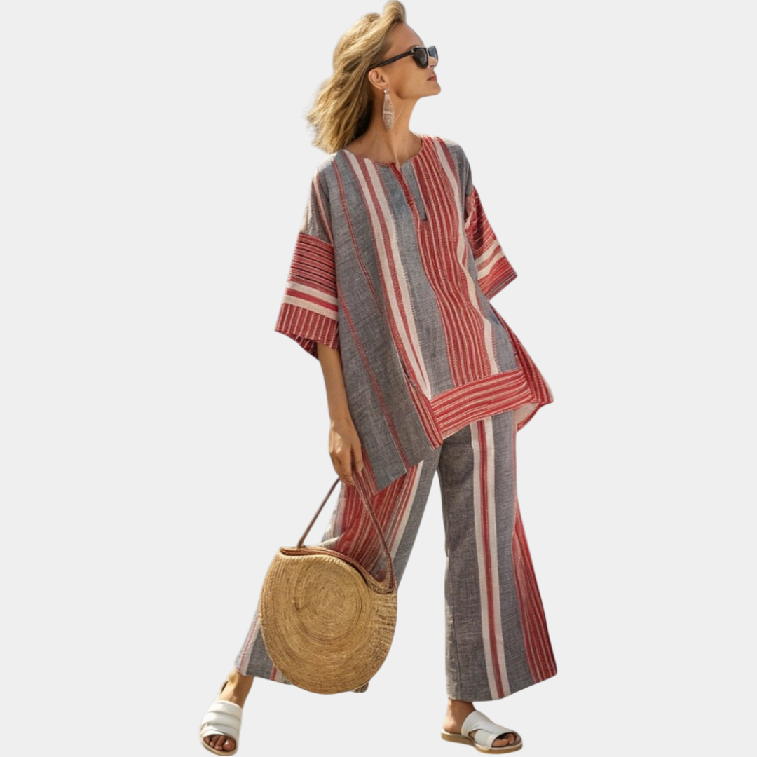 Lyna | Gris Elegante y Pantalón de Pierna Ancha