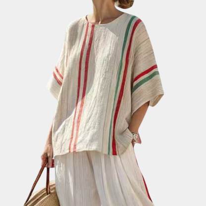 Noemi | Blusa boho estampada y pantalones anchos cómodos