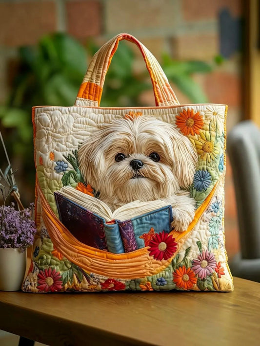 Shih Tzu con Libros | Bolso Artesanal Acolchado