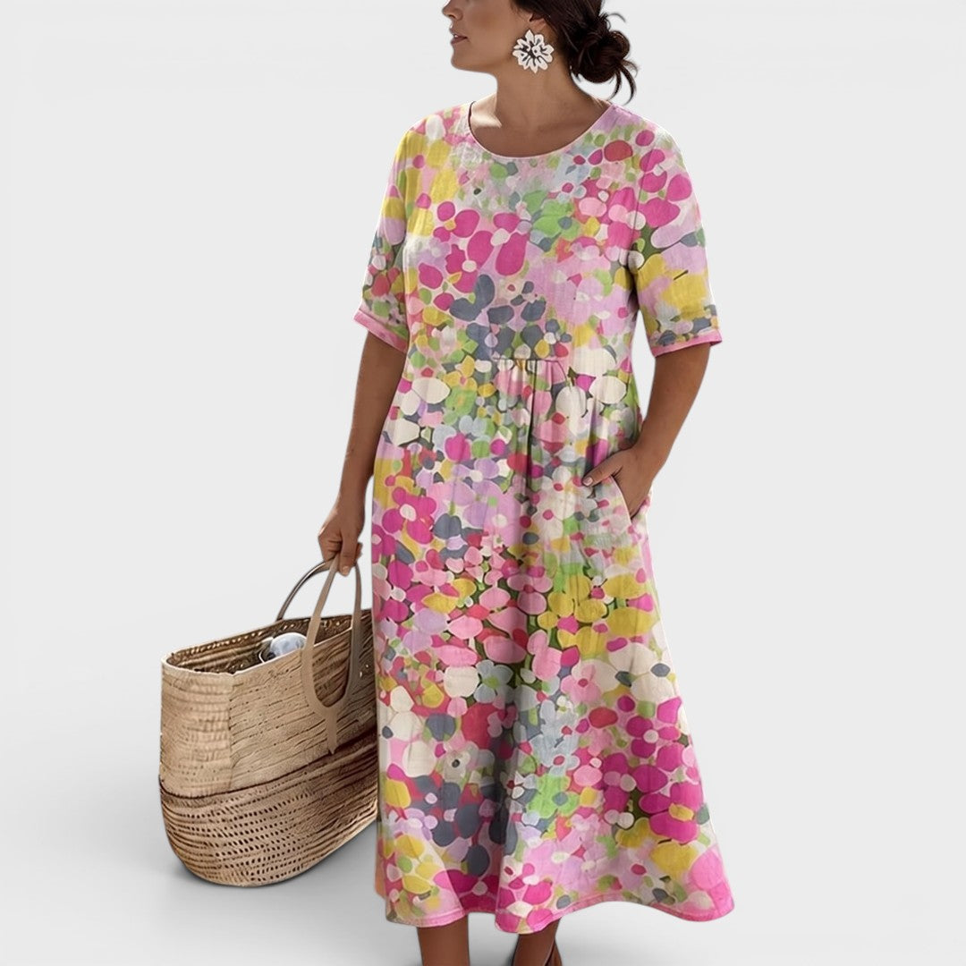 Hélène | Elegante vestido midi floral de verano
