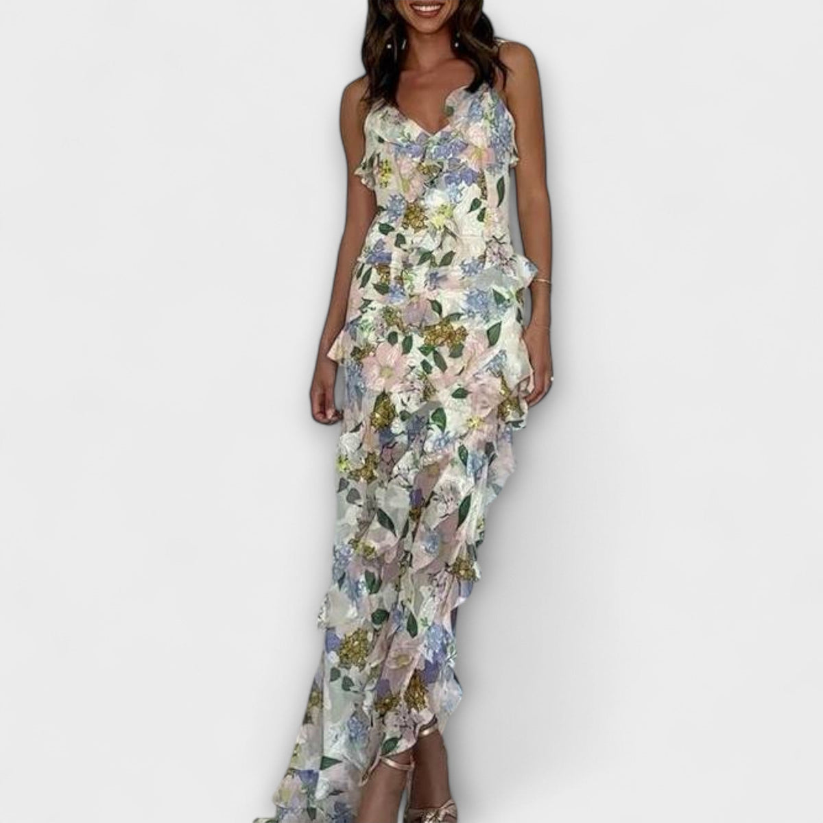 Indie - Vestido con volantes y estampados