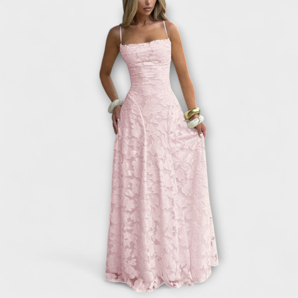 Emberly - Elegante vestido maxi en jacquard