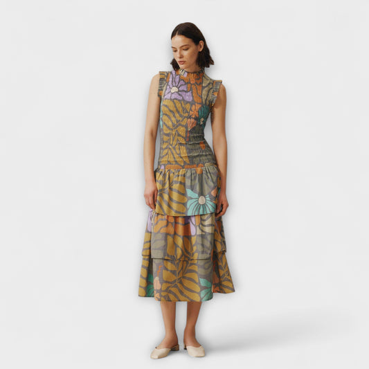 Vestido midi botánico multicolor