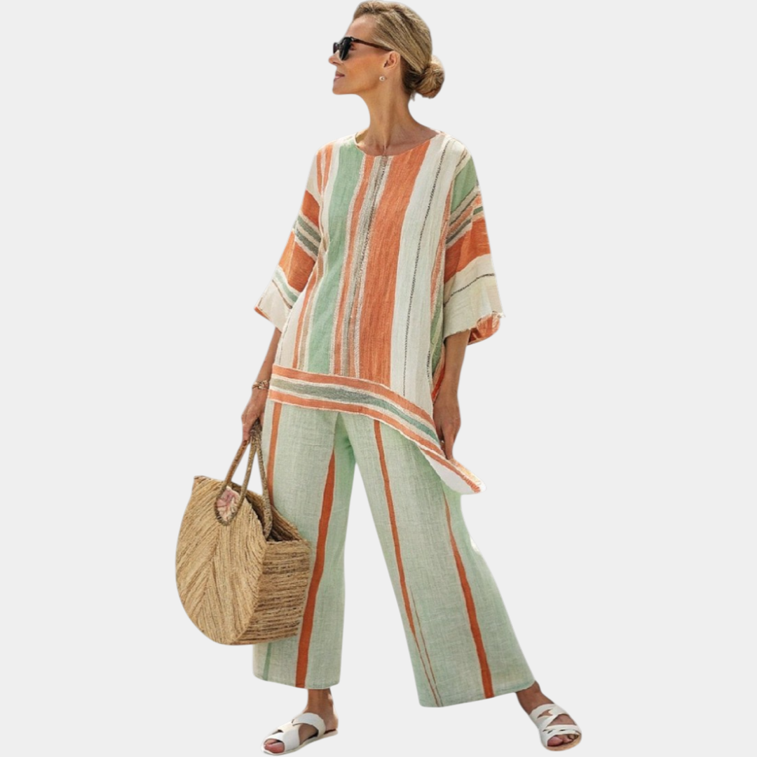 Elisabetta | Top Asimétrico Elegante y Pantalones de Pierna Ancha