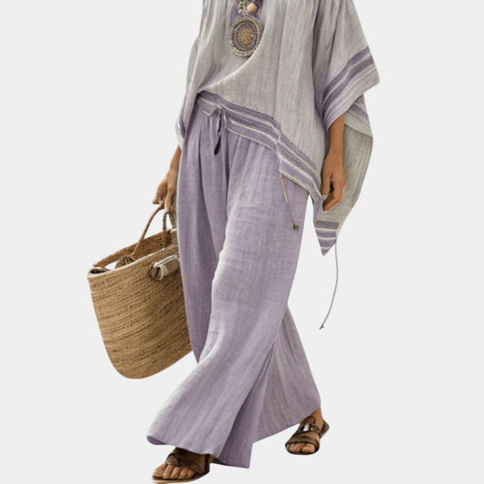 Serenella | Top y pantalones de pierna ancha a rayas