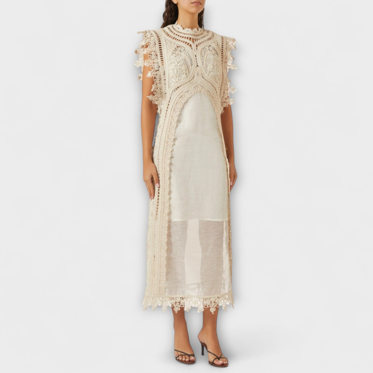Mira - Vestidos maxi en organza abiertos