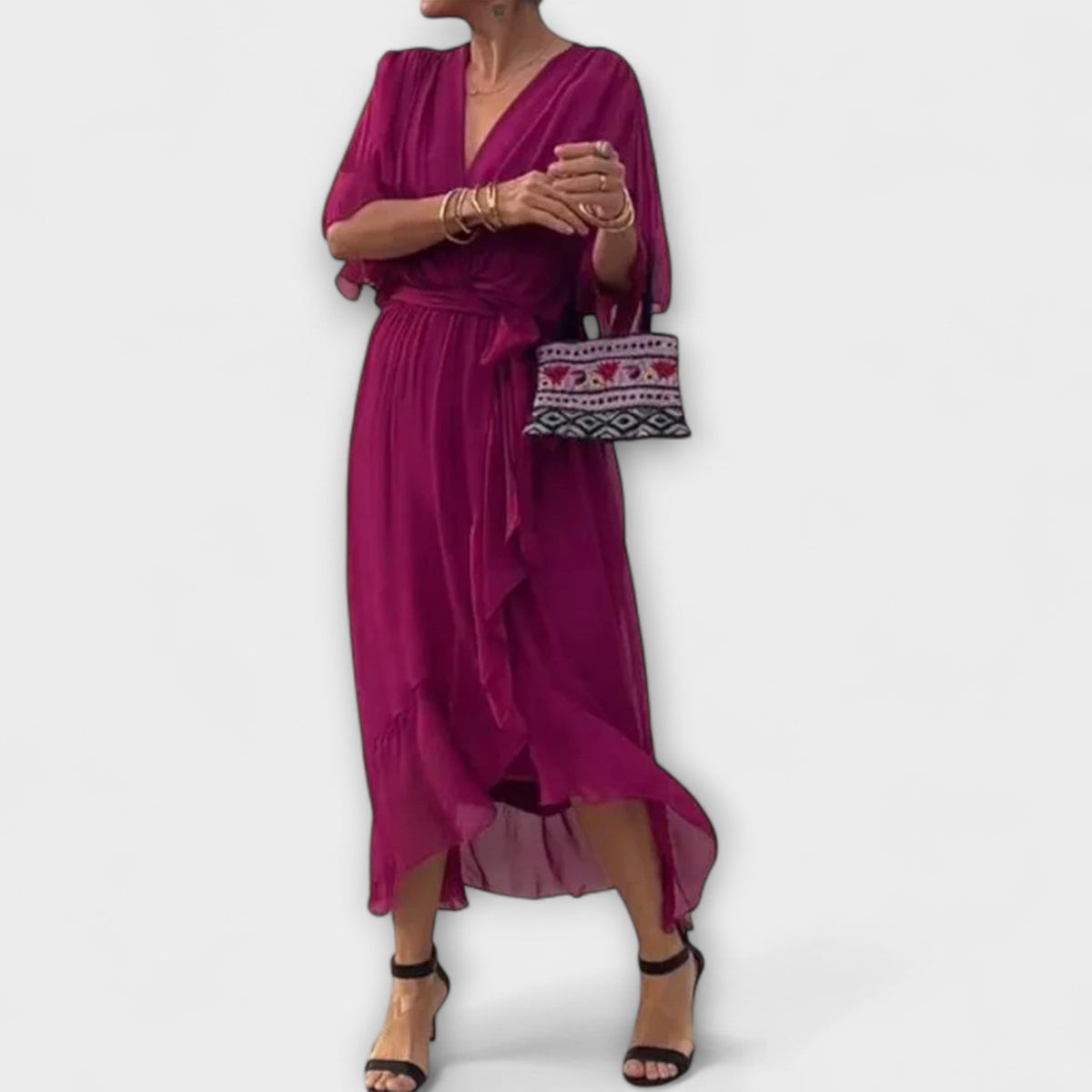 Amoura - Vestidos de chiffon con escote en V