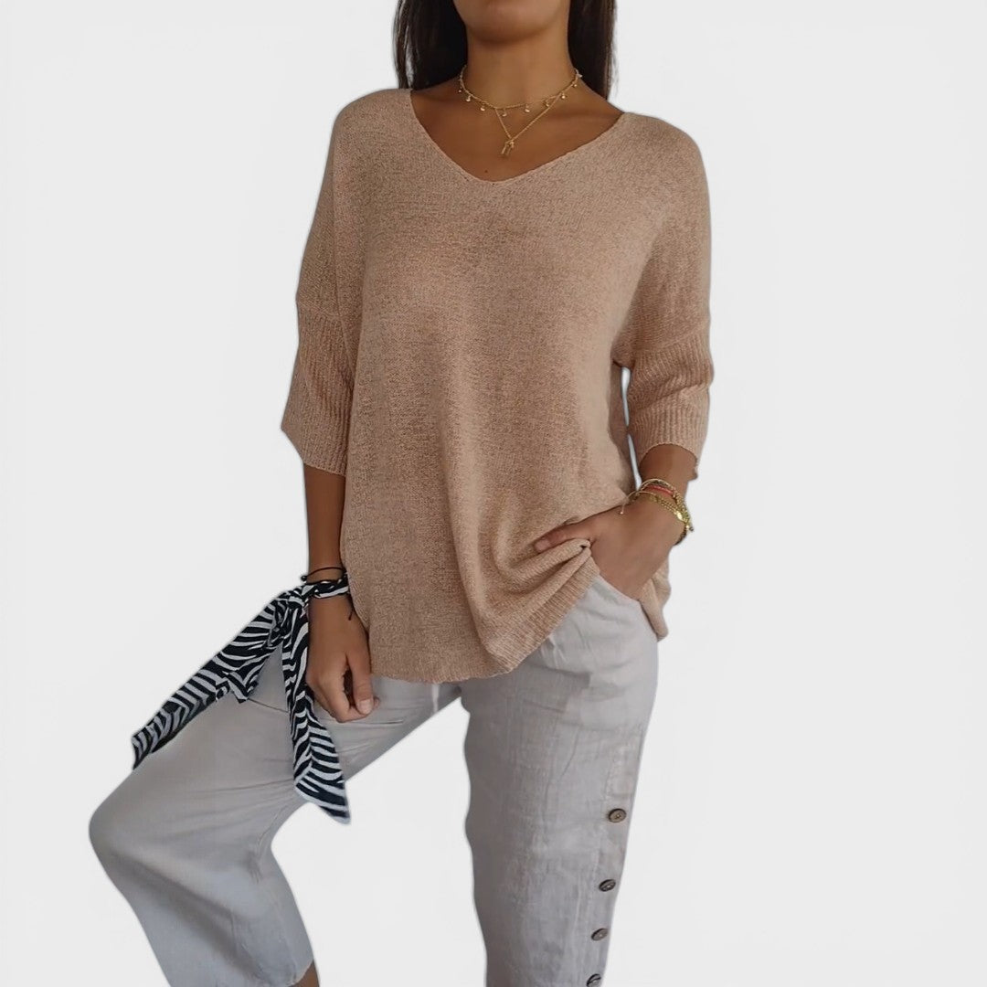 Roza | Top de punto liso con escote en V