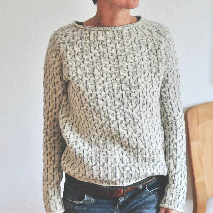 Victoria | Suéter gris elegante con escote en "U"