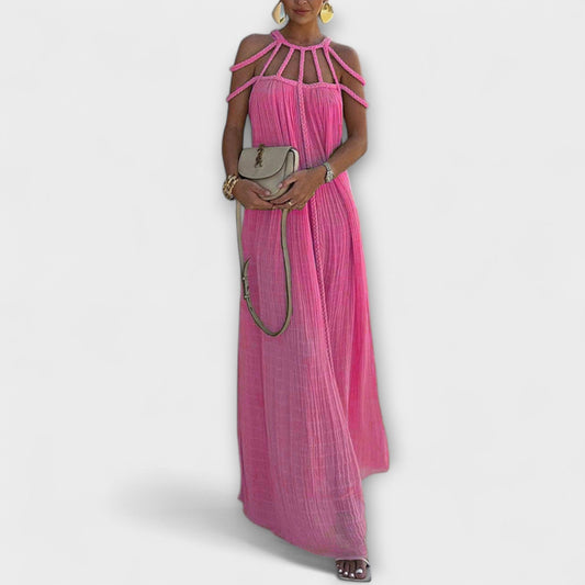 Briar - Vestido Maxi Chic en Mezcla de Lino con Tirantes Draped