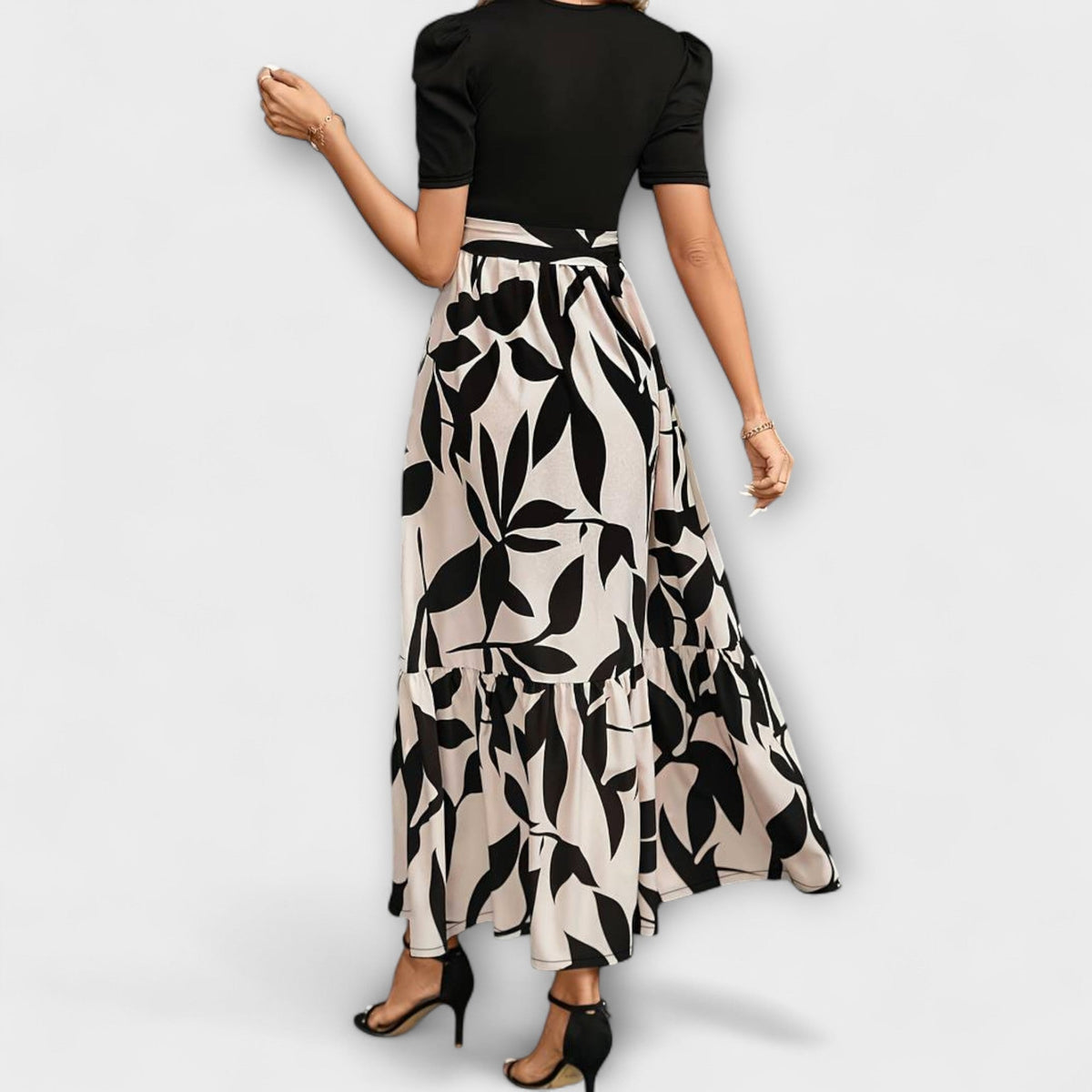 Luna - Vestidos de verano con estampado floral y escote redondo