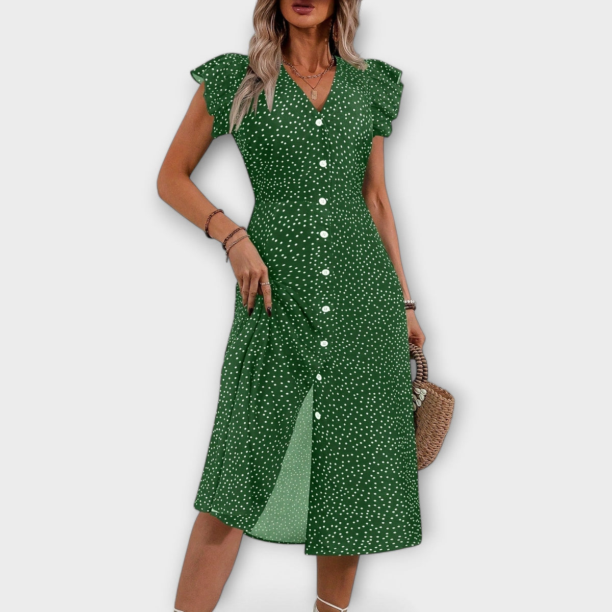 Vestido Midi Elegante de Lunares