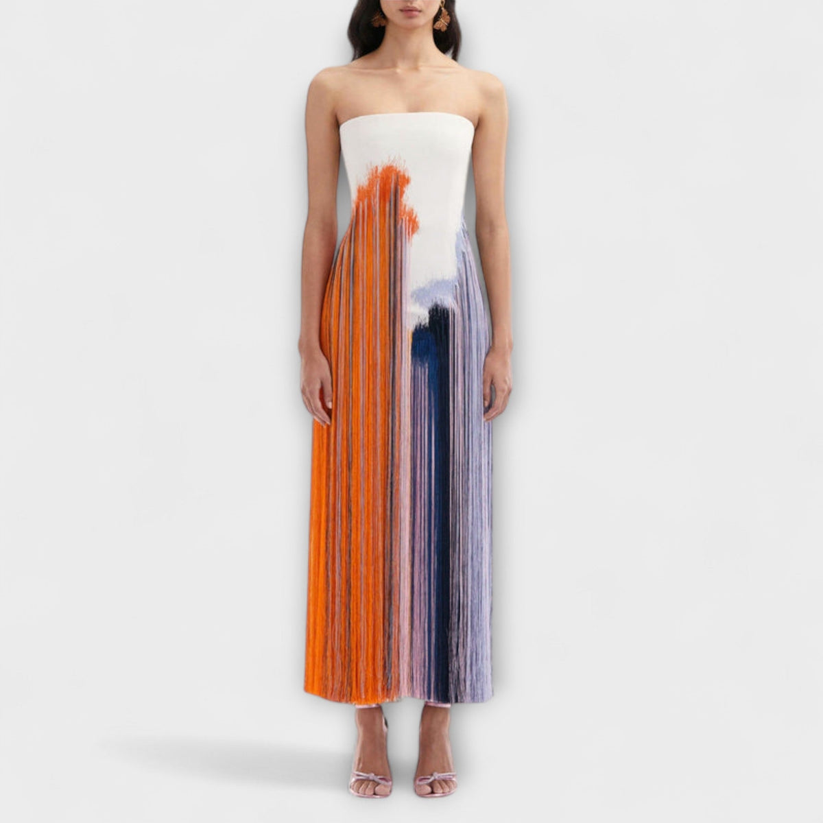 Vestido - Vestido elegante con bloques de color y flecos a la moda