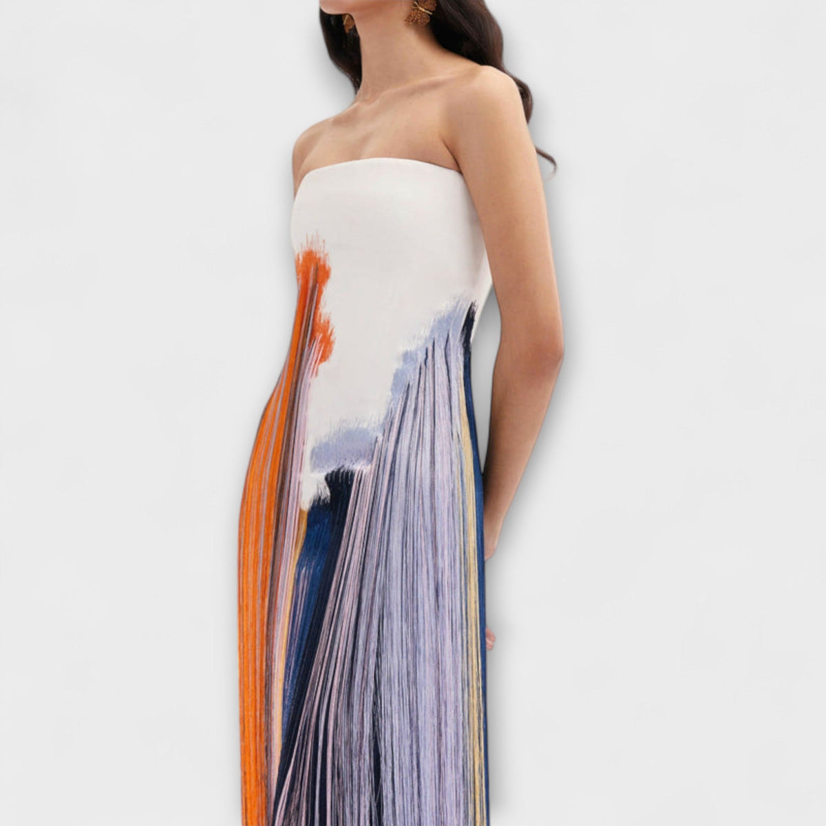 Vestido - Vestido elegante con bloques de color y flecos a la moda