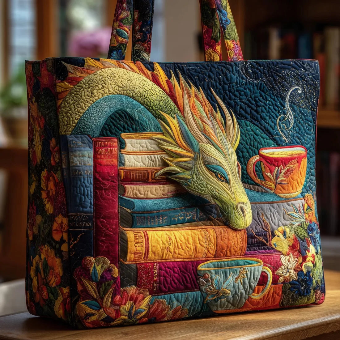 Dragón Lector | Bolso Artesanal Acolchado