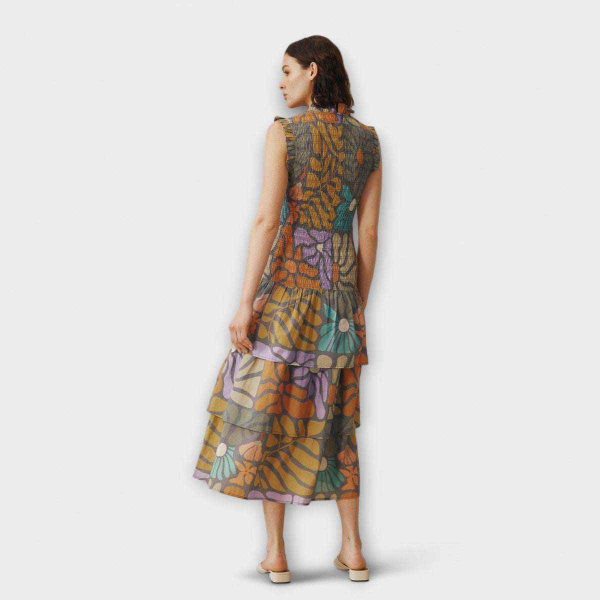 Vestido midi botánico multicolor