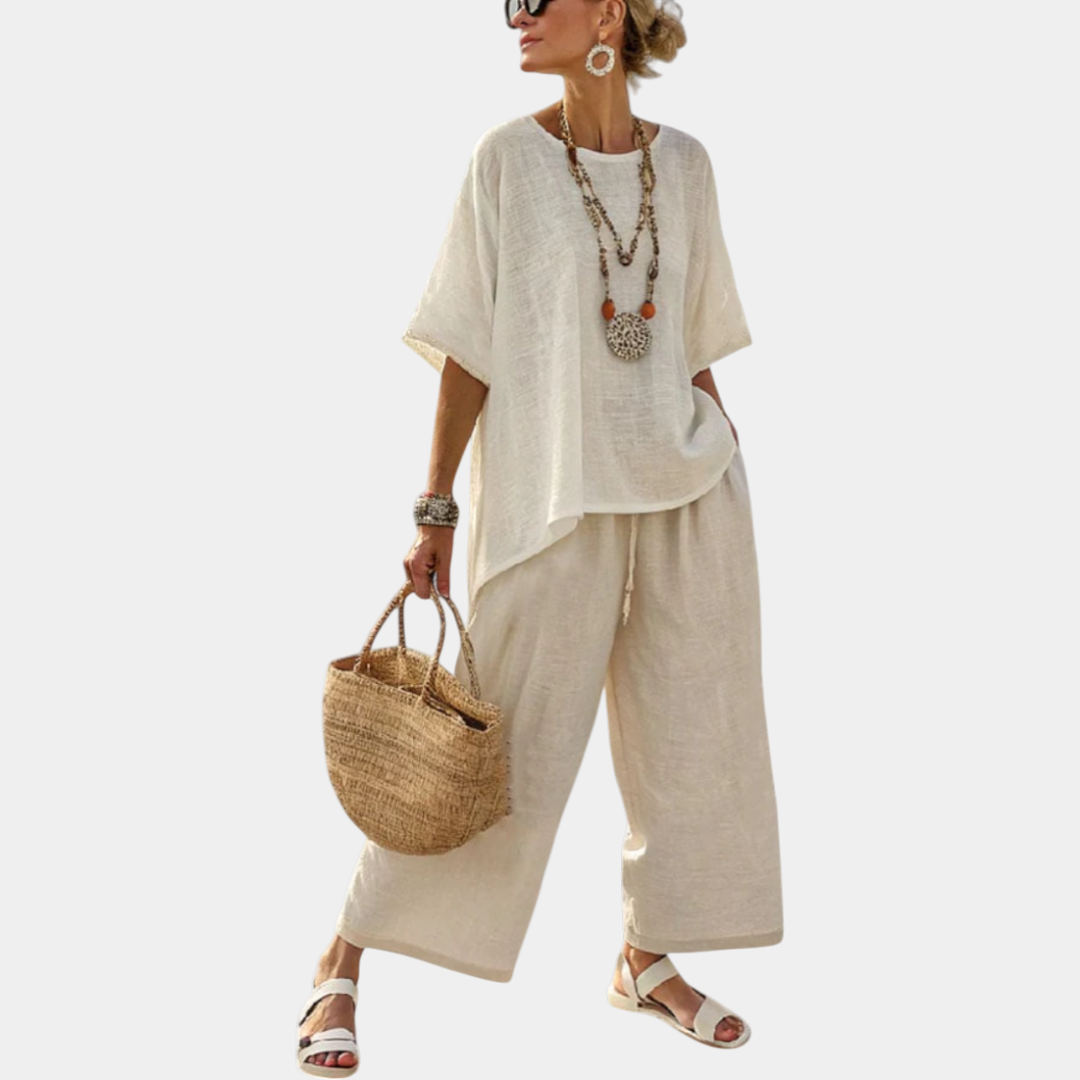 Beatrice | Top esencial cómodo y pantalones de pierna ancha