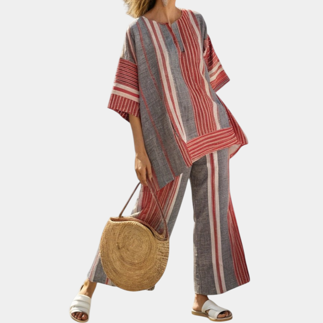 Lyna | Gris Elegante y Pantalón de Pierna Ancha