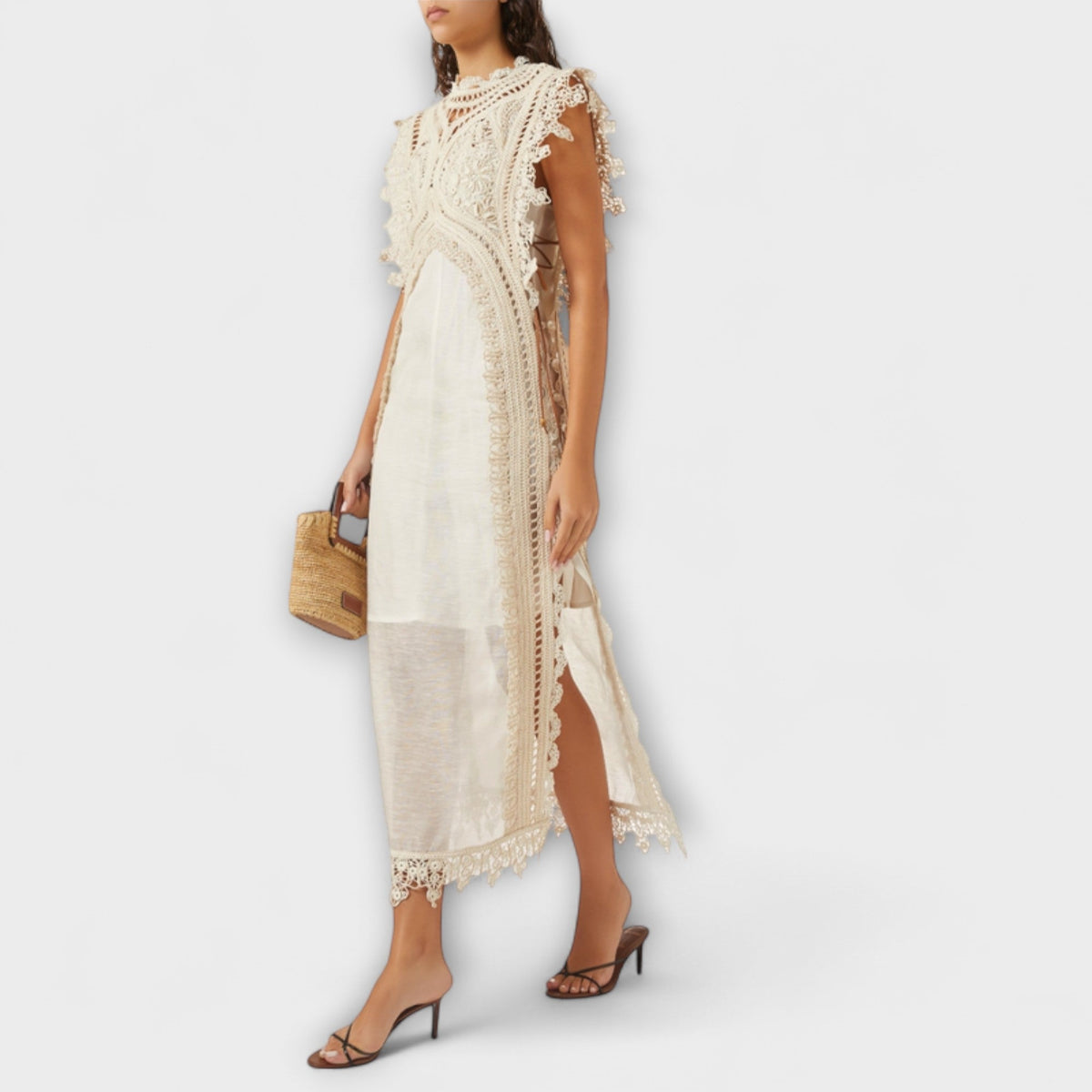 Mira - Vestidos maxi en organza abiertos