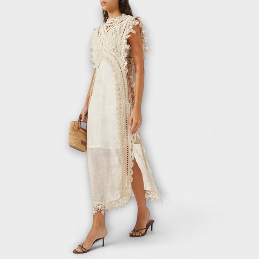 Mira - Vestidos maxi en organza abiertos
