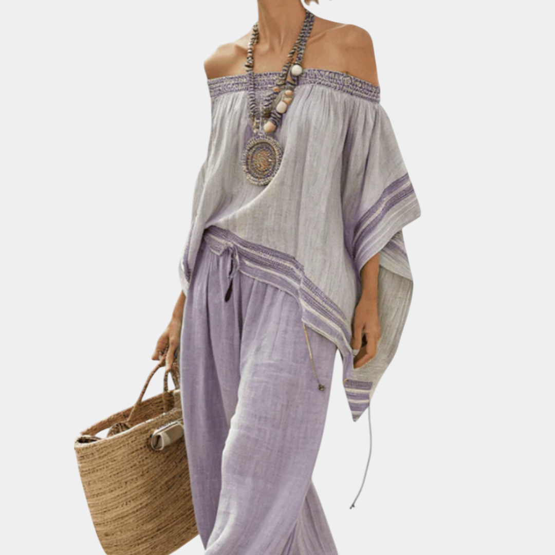 Serenella | Top y pantalones de pierna ancha a rayas