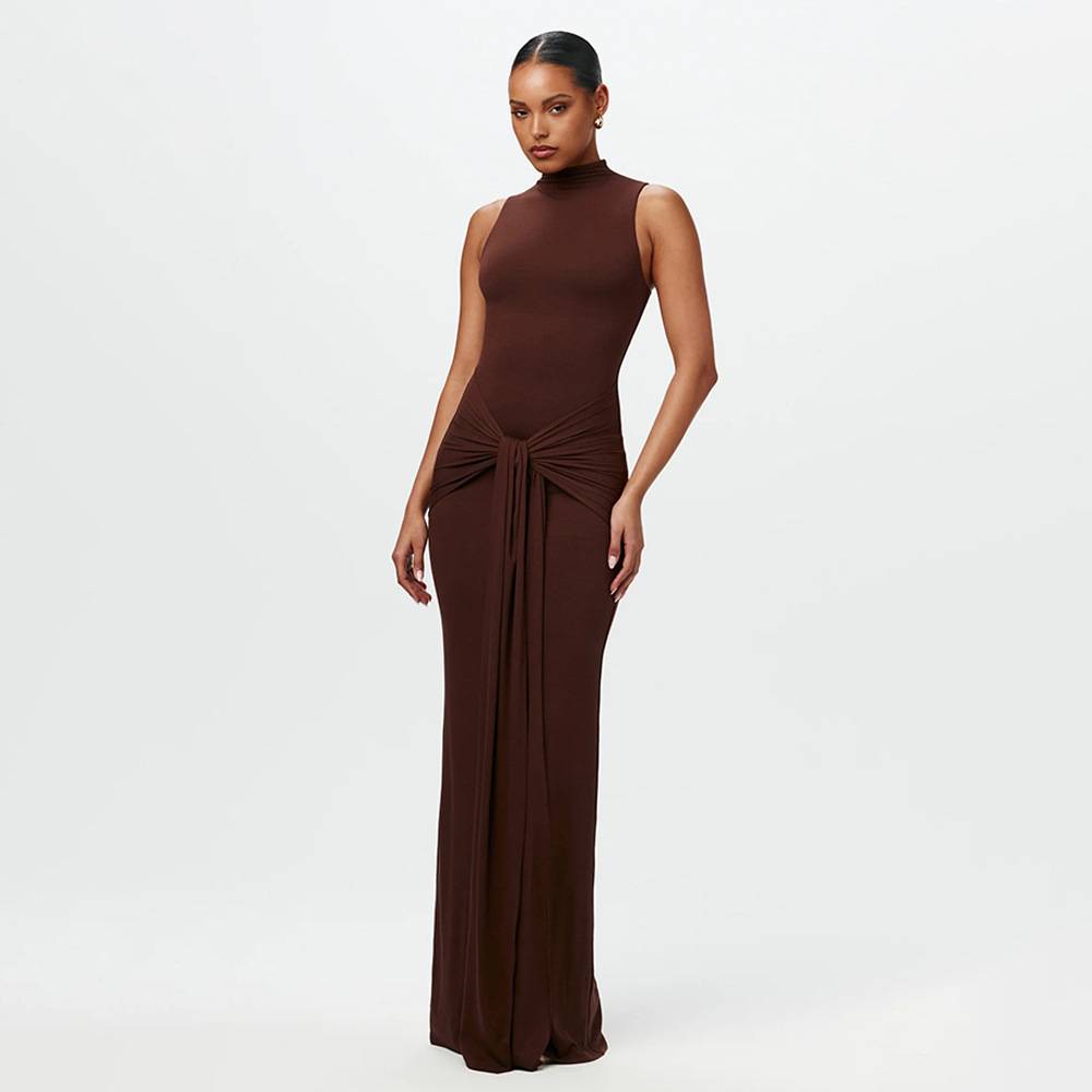 Calista - Elegantes vestidos maxi con nudos, hechos de suave chiffon
