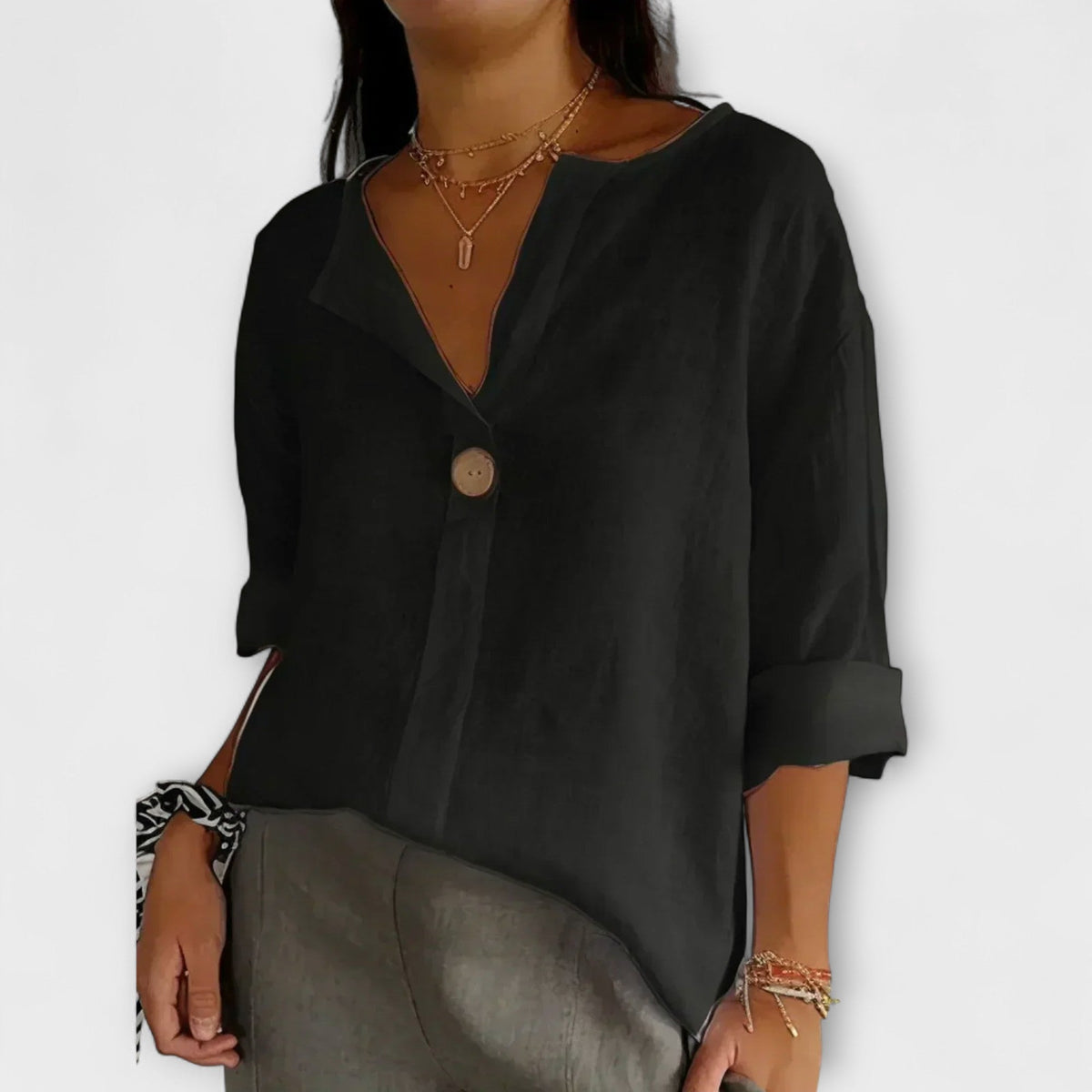 Nicole - Blusa casual de lino