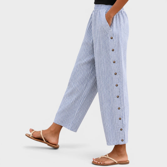 Linaya - Pantalones a Rayas con Botones