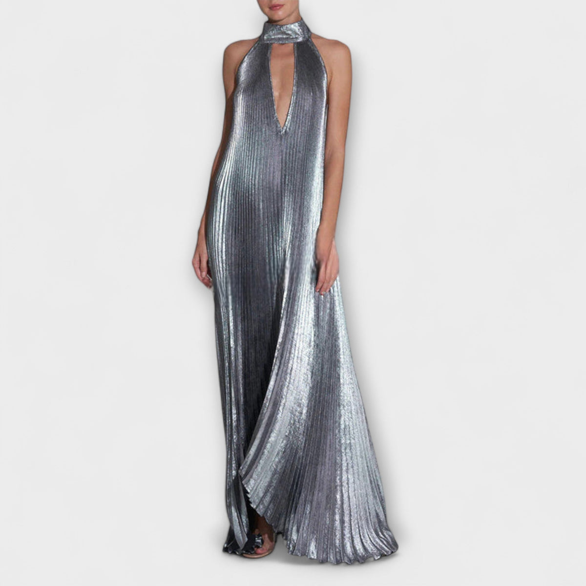 Calliope - Vestidos maxi plisados metálicos