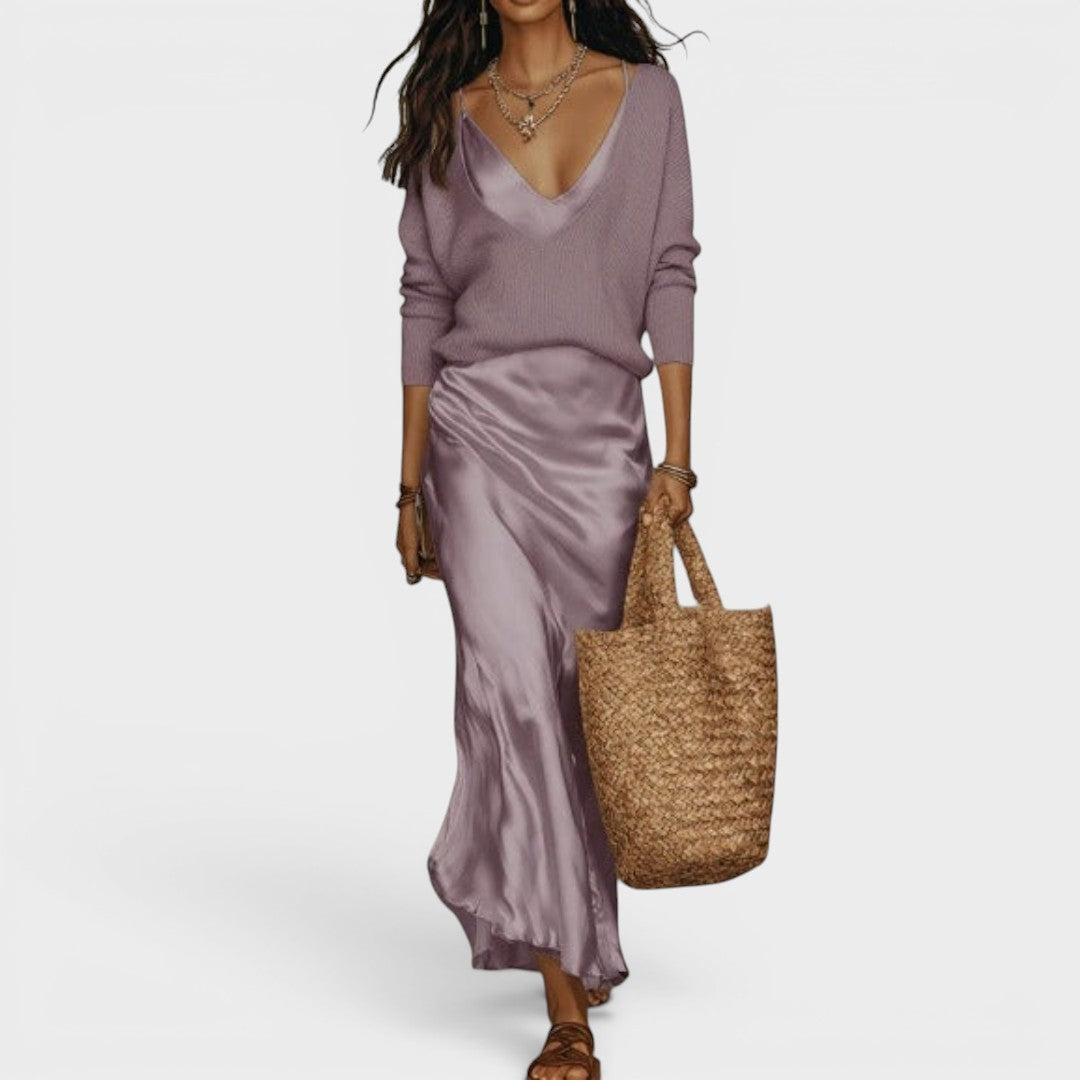 Oriane™ | Vestido midi satinado elegante