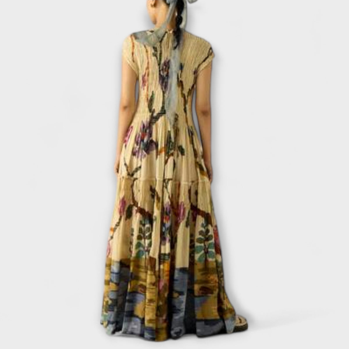 Amanda - Vestido maxi con motivo plisado