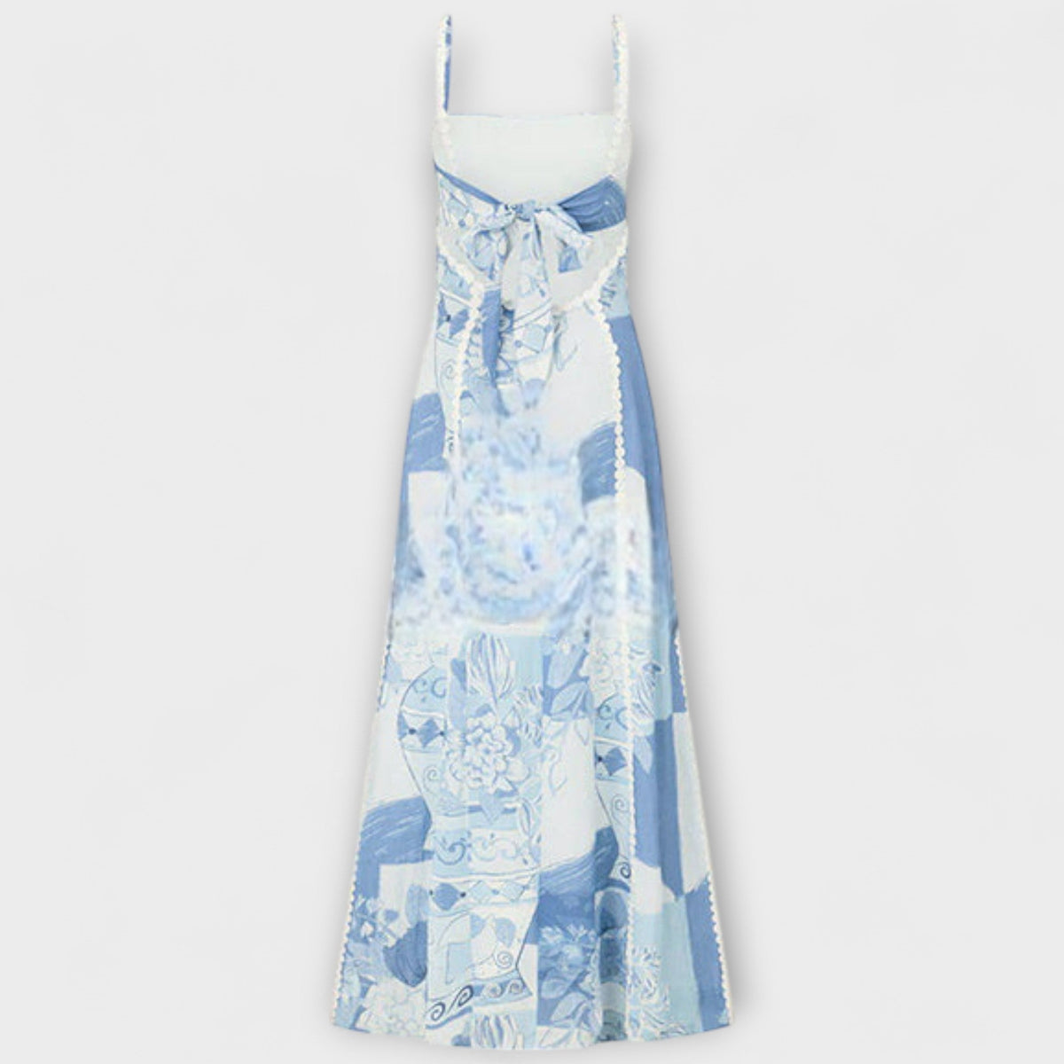 Terraza Ric Rac - Vestido maxi de lino con corte acampanado