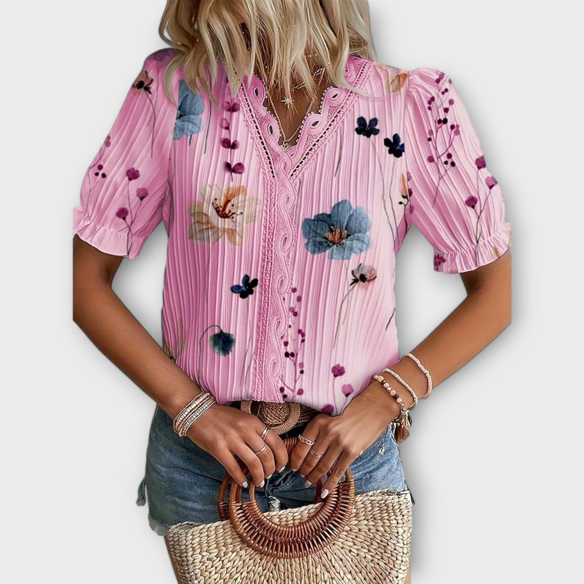 Emily - Blusa de moda con escote en V