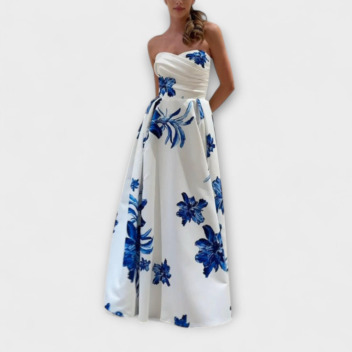 Rosalie - Vestido maxi floral con hombros al descubierto