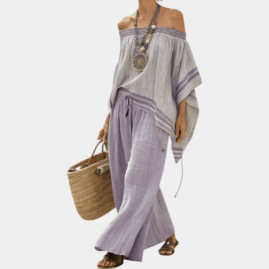 Serenella | Top y pantalones de pierna ancha a rayas