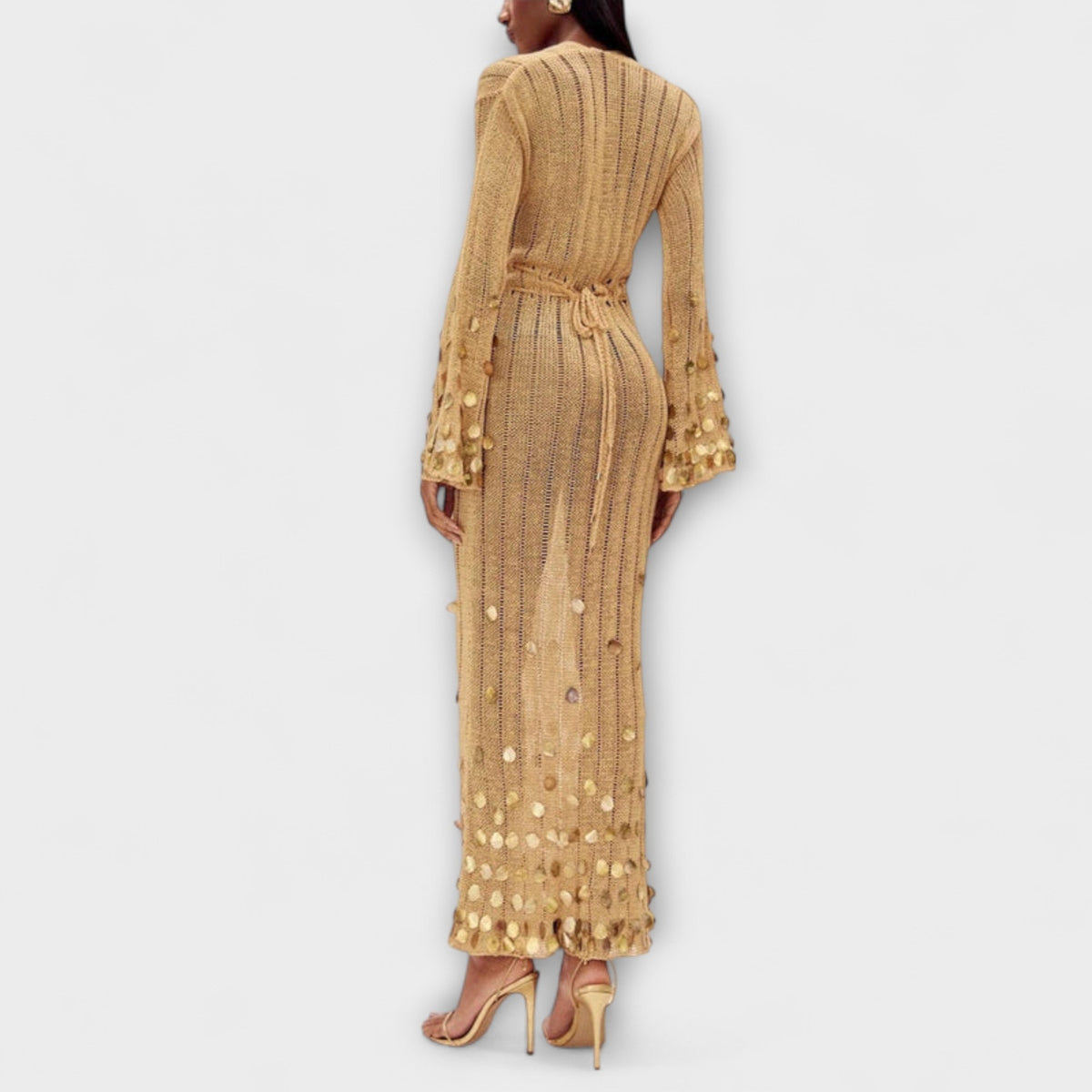 Kathleen - Vestidos maxi de punto dorado de Dolly