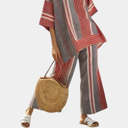 Lyna | Gris Elegante y Pantalón de Pierna Ancha