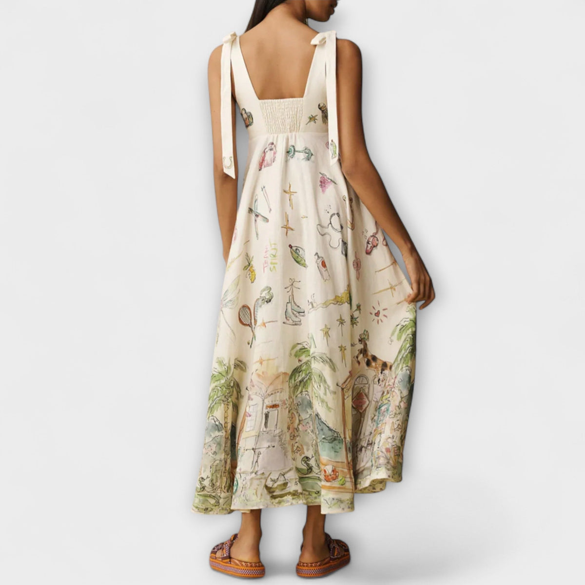 Juliette - Vestido midi de lino con cintura de ballet