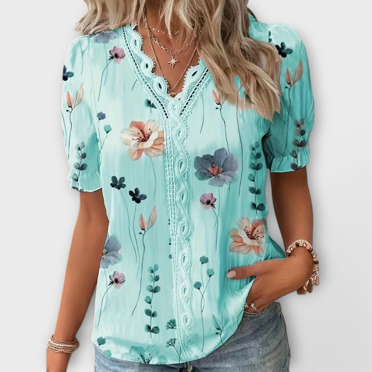 Emily - Blusa de moda con escote en V