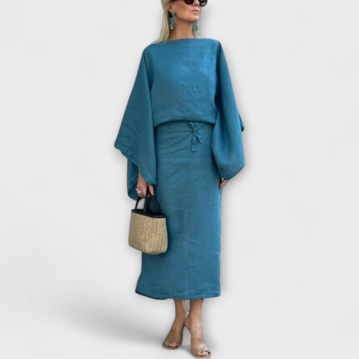 Dana - Vestido kimono de lino y algodón