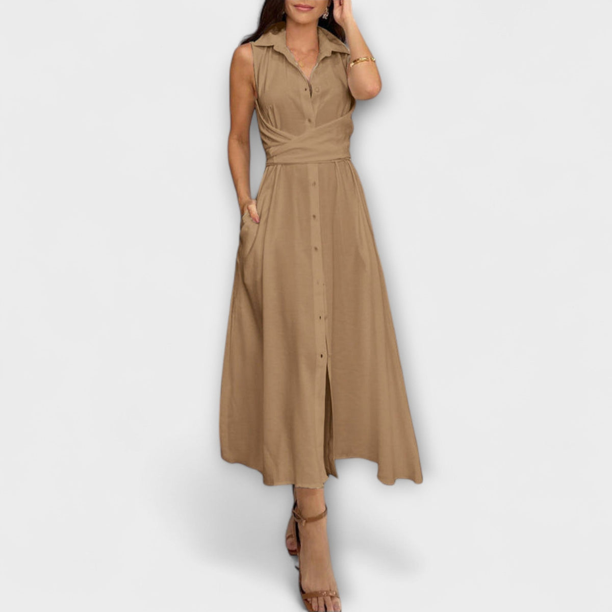 Mira - Impresionantes vestidos midi con cierre uniforme y detalle de nudo
